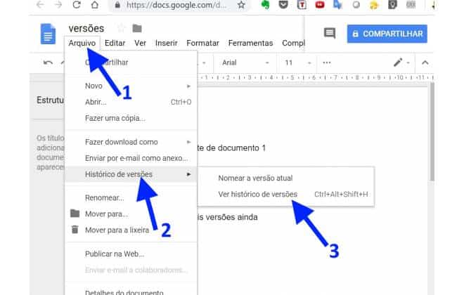 Como voltar para uma versão anterior de um documento do Google Docs ...