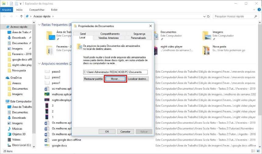 Como mover os arquivos de seus documentos do Windows 10 para outro ...
