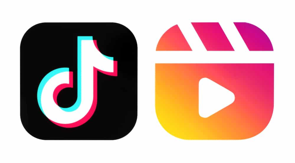Logo do TikTok e Instagram Reels