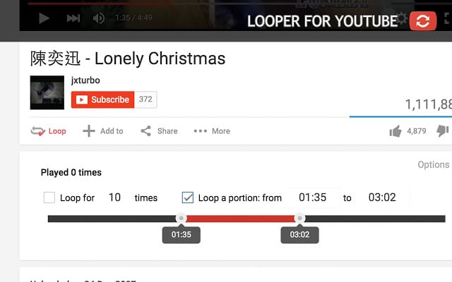 Extensão para colocar vídeo do YouTube em loop