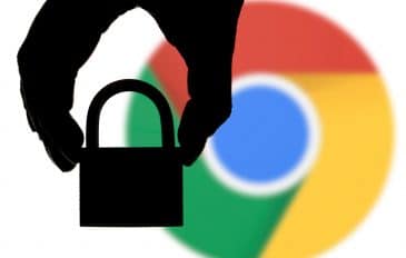 Ilustração de um cadeado com o logo do Google Chrome ao fundo