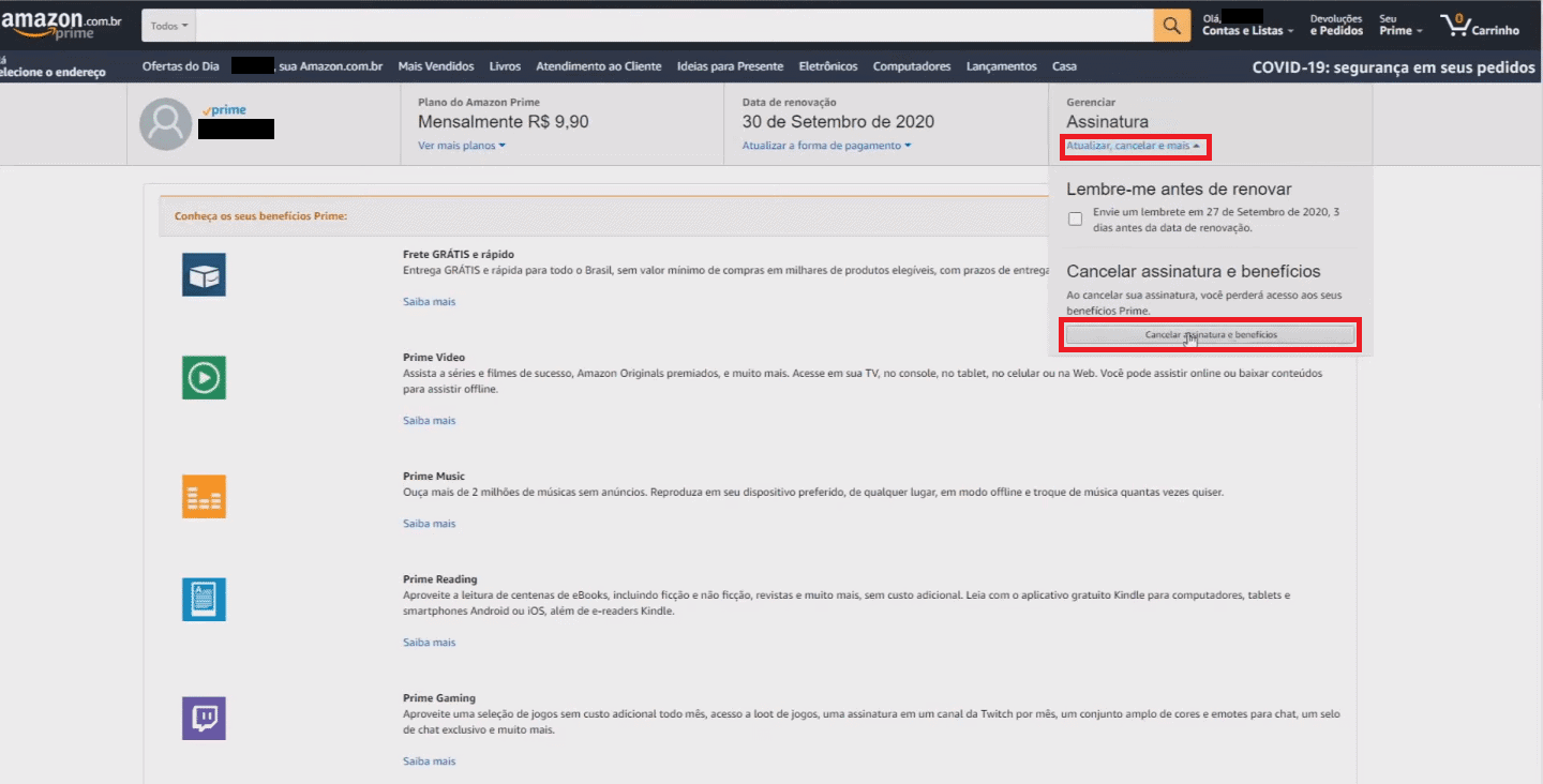suscripci�n amazon prime cancelar