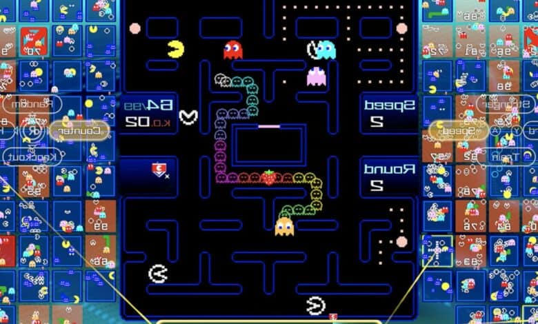 Fantasmas podem formar uma fila para prejudicar você em 'Pac-Man 99'. Imagem: Nintendo/Divulgação