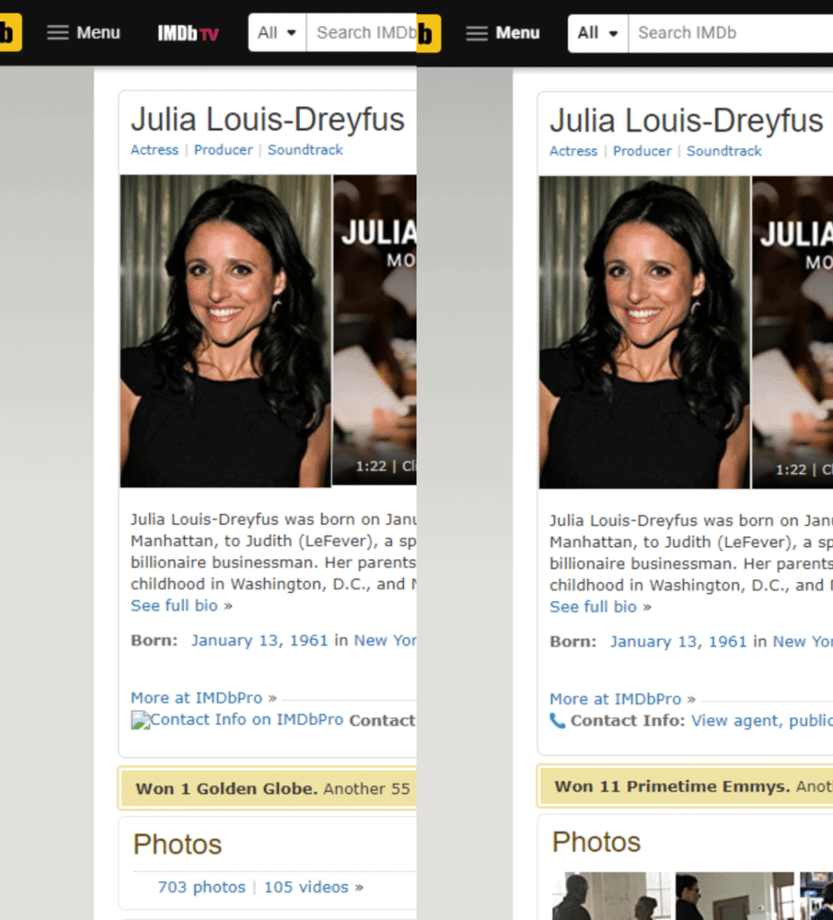 Página do IMDB de Julia Louis-Dreyfus