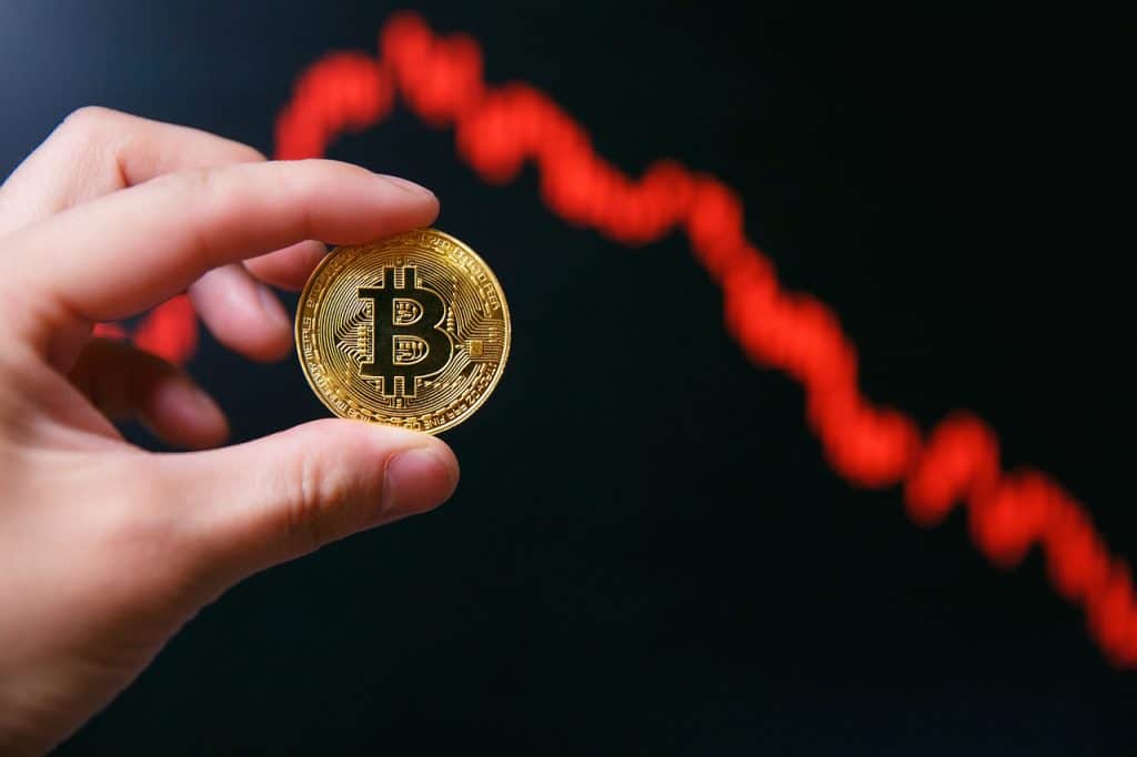 Ilustração do bitcoin em queda