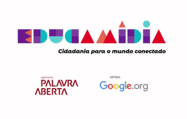 Logo do projeto EducaMídia, parceria do Google.org e do Instituto Palavra Aberta