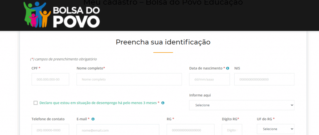 Print do site do Bolsa do Povo do governo de São Paulo