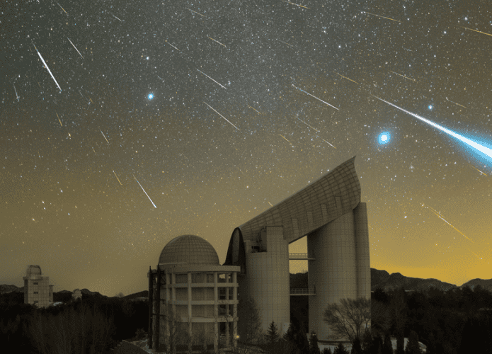 Chuva de meteoros sobre o Observatório Xinglong