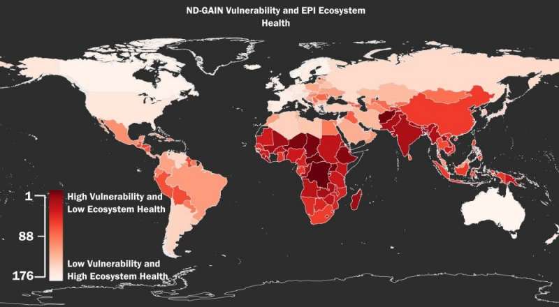 Mapa mostra vulnerabilidade de países à poluição