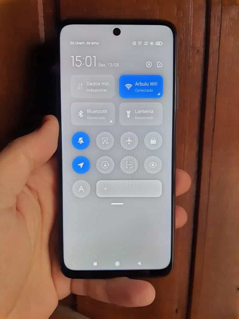 Foto da console de notificação do Redmi Note 10 5G