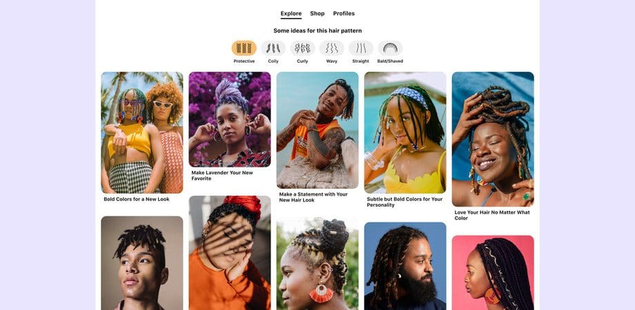 Pinterest permite encontrar fotos de acordo com o tipo de cabelo