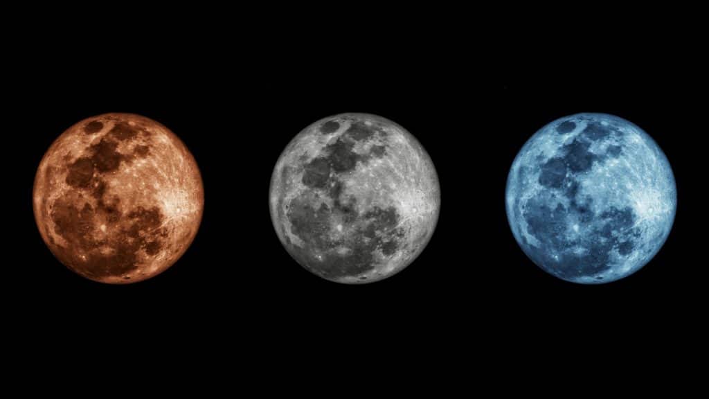 Lua cheia em três cores
