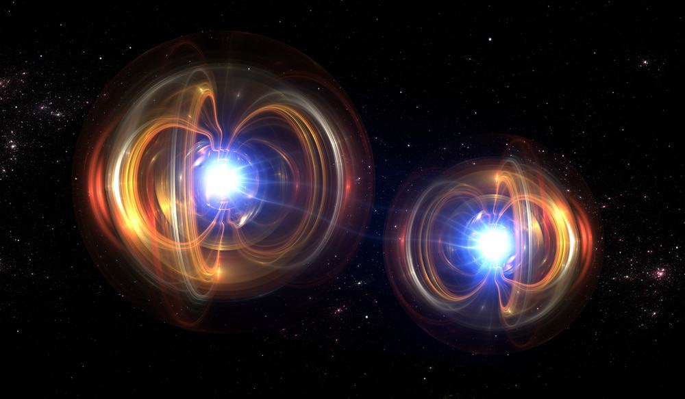 Ilustração mostrando dois fótons, partículas de luz que, segundo Albert Einstein, podem gerar matéria caso se choquem em extrema velocidade