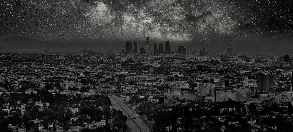 Fotomontagem que mostra como veríamos Los Angeles sem luz à noite