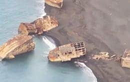 Navios da Segunda Guerra Mundial são “escavados” por erupção no Japão