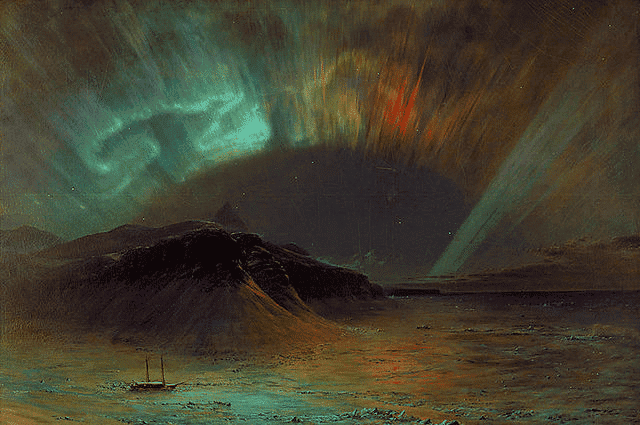 “Aurora Borealis”, pintura de Frederic Edwin Church provavelmente inspirada na Grande Tempestade Solar de 1859