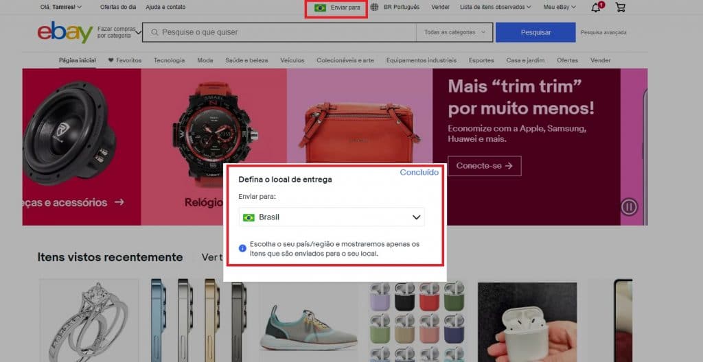 eBay entrega no Brasil 2021