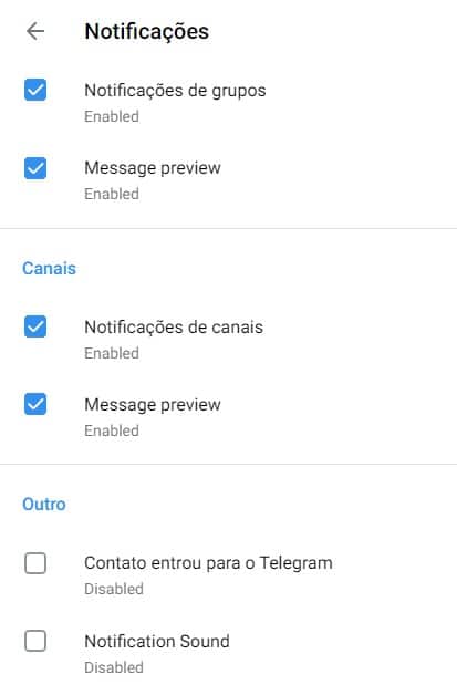 Como colocar notificações no Telegram Web