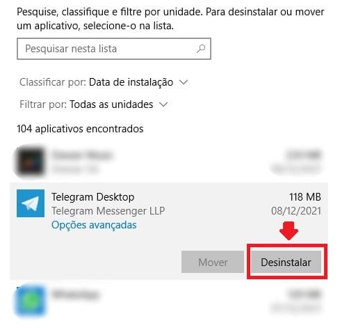 Como desinstalar o Telegram Desktop do Windows 10