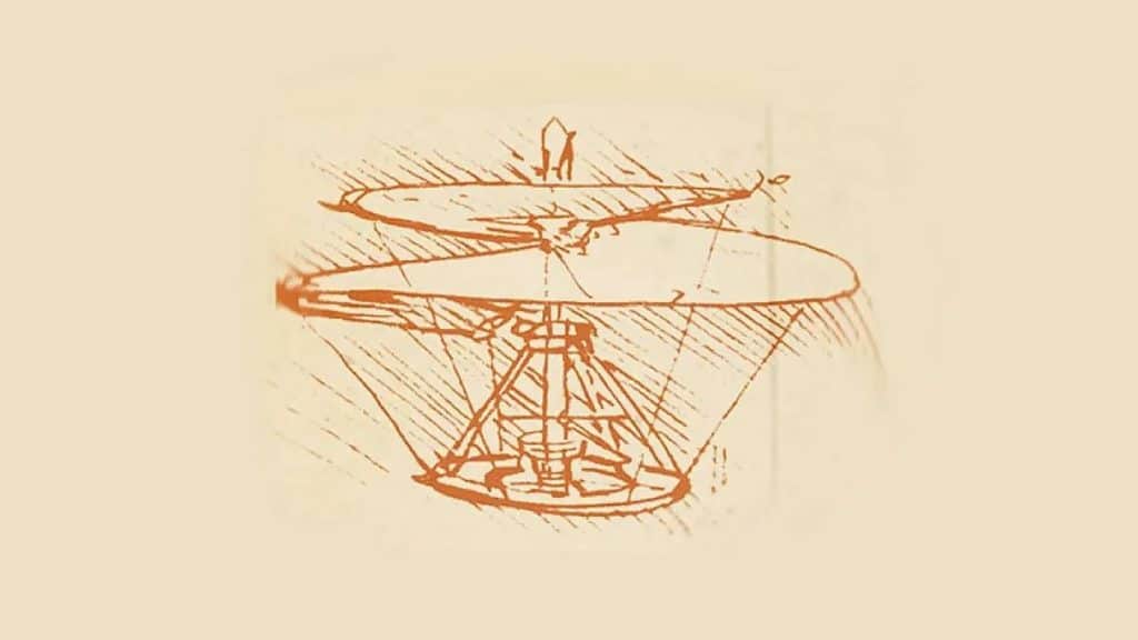 Projeto original do helicóptero de Leonardo da Vinci