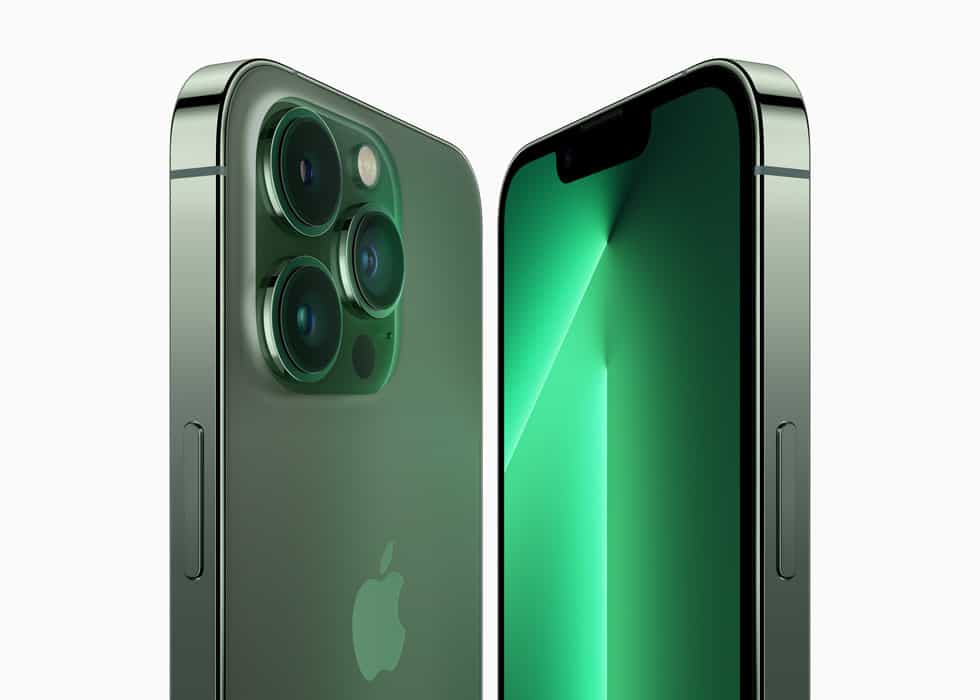 iPhone 13 Pro em cor verde-alpino