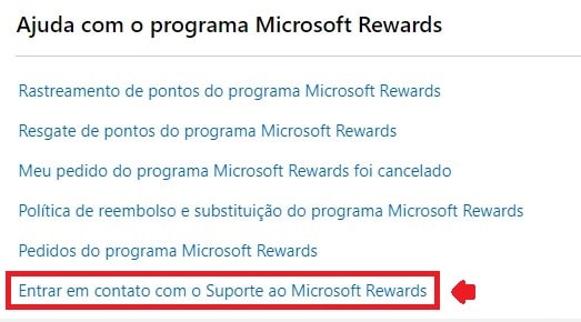 Como entrar em contato com o Microsoft Rewards