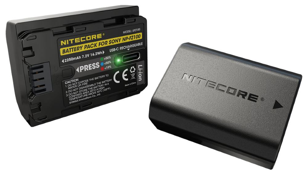 Bateria Nitecore UFZ100 para câmeras Sony pode ser carregada com USB-C