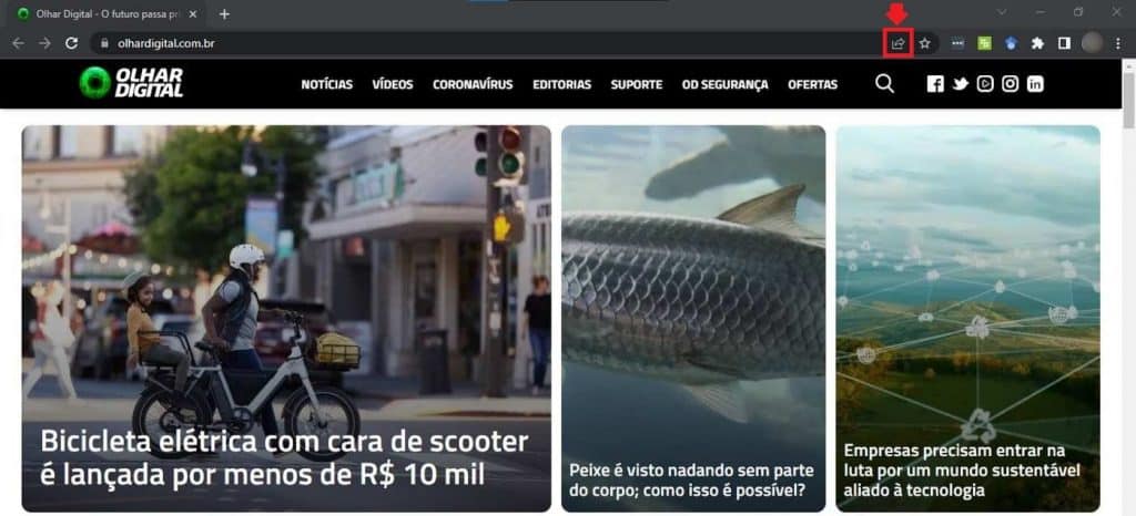 Como enviar um link do computador para o celular - Passo 1