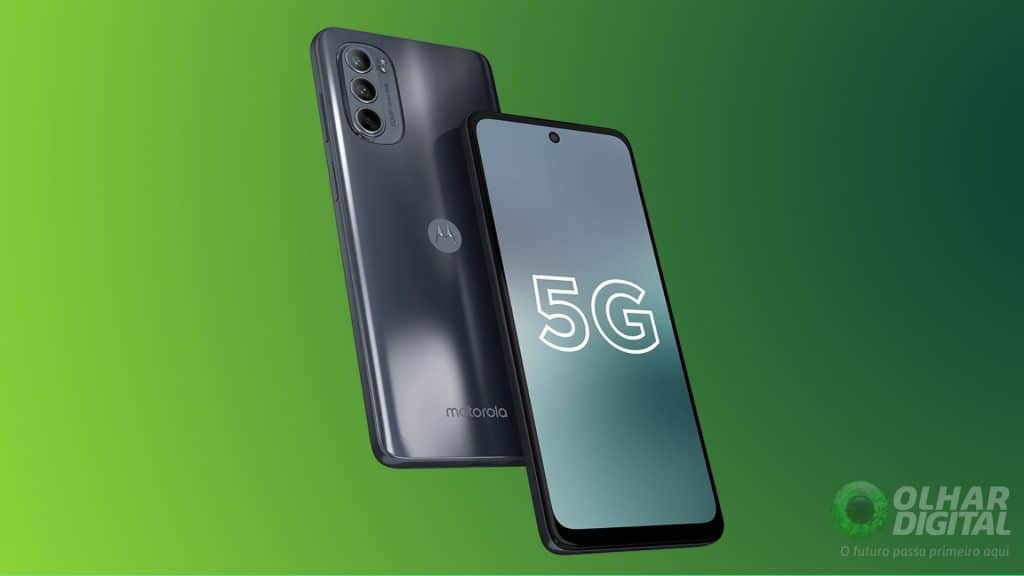 Parte frontal e traseira do smartphone Motorola G62
