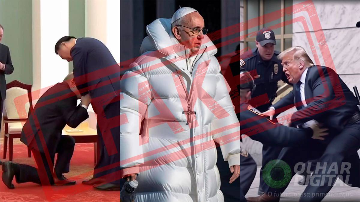 Fotos fakes de Putin ajoelhado para Jinping, Papa Francisco com casaco buffer e prisão de Donald Trump