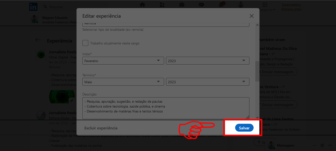 6 - como tirar o nome da empresa no linkedin