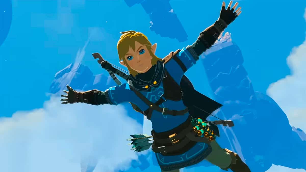 Link em queda livre no novo Zelda