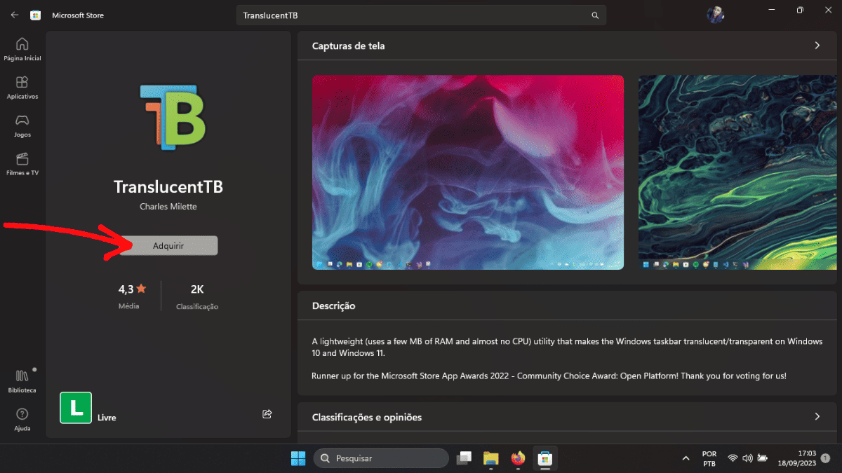 Windows 11: como deixar a barra de tarefas transparente