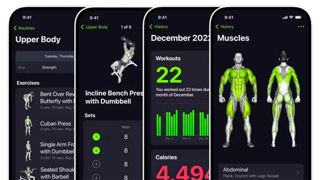 Montagem com telas do SmartGym, premiado no App Store Award