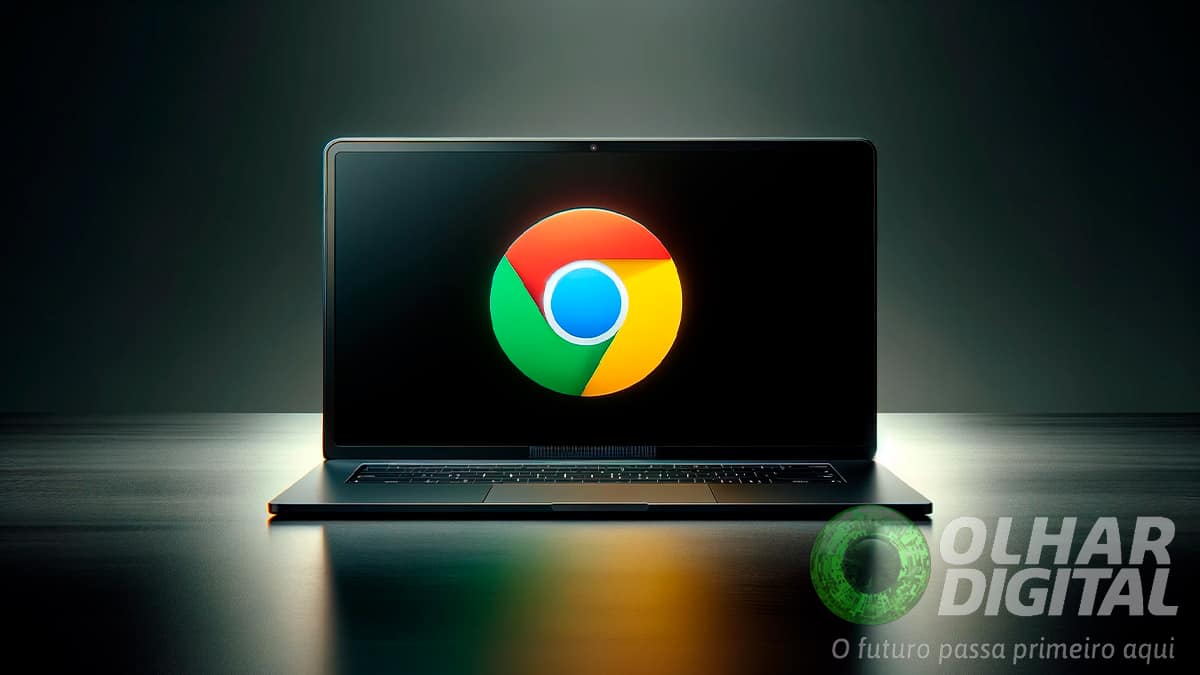 Notebook com logotipo do Google Chrome na tela